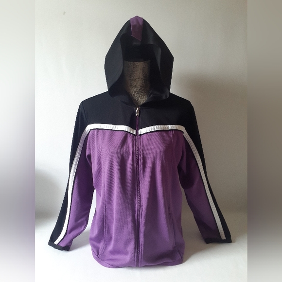 SJB Active women's purple/black long sleeve zip-up hoodie size XL - Picture 1 of 8